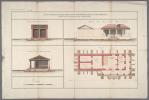 Plan, profil, et elevation d'un corps de garde et d'une prison projetés à faire de maçonnerie de brique, au fort de la Balise.--1 image-1