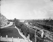 [Looking north along the Rideau Canal from the Old Post Office.]. [ca. 1885-1898]