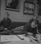 Children's Art Classes, Lismer's, boys drawing. [between 1939-1951].