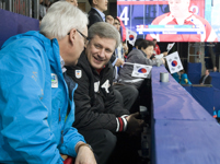 [Prime Minister Stephen Harper attends the Wheelchair Curling gold medal match with British Columbia Premier Gordon Campbell at the Vancouver 2010 Paralympics] 20 March 2010