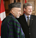 [Canadian Prime Minister Stephen Harper meets with President of Afghanistan Hamid Karzai on Parliament Hill in Ottawa] 21 September 2006