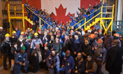 [Prime Minister Stephen Harper poses for a photo with workers from Seaspan Vancouver Shipyard after an announcement in Vancouver, British Columbia] 12 January 2012