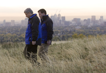 [Prime Minister Stephen Harper and Conservative candidate John Baird leave Nose Hill Park following a photo op in Calgary, Alberta] 26 September 2008