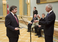 [Peter Van Loan is sworn in as Leader of the Government in the House of Commons and Minister for Democratic Reform during the cabinet shuffle at Rideau Hall in Ottawa] 4 January 2007