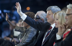 [Prime Minister Stephen Harper, his wife Laureen Harper and their children Ben and Rachel watch the Opening Ceremony of the 2010 Vancouver Olympic Winter Games] 12 February 2010