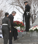[Prime Minister Stephen Harper places a wreath at the foot of the National War Memorial during the Battle of Vimy Ridge anniversary ceremony at the National War Monument in downtown Ottawa] 9 April 2010