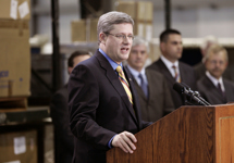 [Prime Minister Stephen Harper makes a transit security announcement at Pearson Airport in Toronto] 16 June 2006