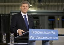 [Prime Minister Stephen Harper and British Columbia Premier Gordon Campbell announce plans to commit up to $350 million for the South Coast British Columbia Transportation Authority's Evergreen Transit Line in Vancouver] 26 February 2009