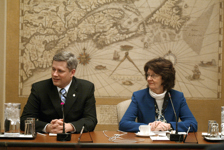 [Prime Minister Stephen Harper and Senator Marjory LeBreton in a Senate meeting on Parliament Hill] 7 February 2006