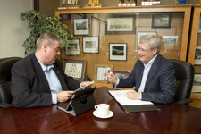 [Prime Minister Stephen Harper meets with Randy Donauer in Saskatoon, Saskatchewan] 30 July 2014