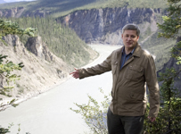 [Prime Minister Stephen Harper overlooks the valley below the Virginia Falls in Nahanni National Park in the Northwest Territories] 8 August 2007