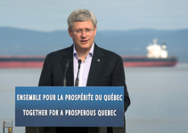 [Prime Minister Stephen Harper announces that the Governments of Canada and Quebec are in a good position to table the legislative framework to implement the Canada-Quebec Accord for the joint management of petroleum resources in the Gulf of St. Lawrence, in Sept-Îles, Quebec] 14 October 2014