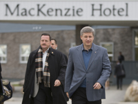 [Prime Minister Stephen Harper walks to an event commemorating the official opening of Inuvik by former Prime Minister John Diefenbaker in Inuvik, Northwest Territories] 28 August 2008