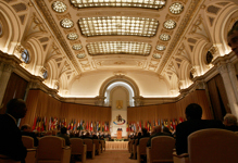 [Prime Minister Stephen Harper delivers a statement at the opening ceremony of the Francophonie Summit in Bucharest, Romania] 28 September 2006