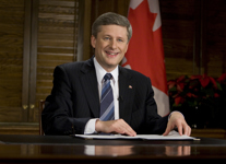 [Prime Minister Stephen Harper tapes an address to the nation on Parliament Hill] 3 December 2008