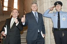 [Prime Minister Stephen Harper and Jim Flaherty, Minister of Finance, enter the House of Commons to deliver Budget 2010: Leading the Way on Jobs and Growth] 4 March 2010