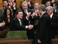 [Finance Minister Jim Flaherty tables the Budget in the House of Commons on Parliament Hill in Ottawa] 2 May 2006