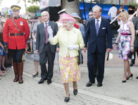 [Queen Elizabeth II, Prince Philip, Prime Minister Stephen Harper and his wife Laureen Harper attend the unveiling of the cornerstone for the Canadian Museum for Human Rights in Winnipeg, Manitoba] 3 July 2010
