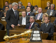 [Prime Minister Stephen Harper delivers remarks in the House of Commons addressing the attacks in the nation's capital] 23 October 2014