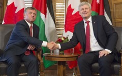 [Prime Minister Stephen Harper meets with His Majesty King Abdullah of Jordan to discuss the conflict with ISIS, Parliament Hill] 29 April 2015