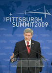 [Prime Minister Stephen Harper hosts a closing press conference with Minister Jim Flaherty at the G20 in Pittsburgh, Pennsylvania] 25 September 2009