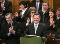 [Finance Minister Jim Flaherty tables the Budget in the House of Commons on Parliament Hill in Ottawa] 2 May 2006