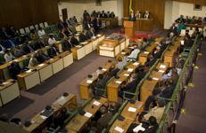[Prime Minister Stephen Harper addresses a joint session of Jamaica's Houses of Parliament in Kingston, Jamaica] 20 April 2009