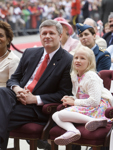 [Prime Minister Stephen Harper and his daughter Rachel watch Canada Day celebrations on Parliament Hill in Ottawa] 1 July 2007