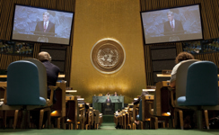 [Prime Minister Stephen Harper addresses the United Nations General Assembly in New York City] 23 September 2010