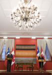[Chile's President Michelle Bachelet and Prime Minister Stephen Harper hold a joint press conference after signing bilateral agreements at the Government Palace in Santiago, Chile] 17 July 2007