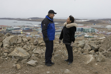 [Prime Minister Stephen Harper chats with local candidate Leona Aglukkaq in Iqaluit, Nunavut] 20 September 2008