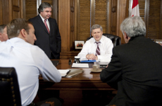 [Prime Minister Stephen Harper receives a national security briefing from Public Safety Minister Peter Van Loan, Foreign Affairs Minister Lawrence Cannon, National Defence Minister Peter MacKay and Minister of Justice and Attorney General of Canada Rob Nicholson] 11 January 2010