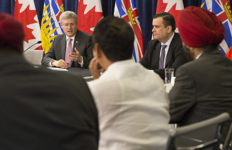[Prime Minister Stephen Harper meets with a group of representatives from multicultural media in Vancouver, British Columbia] 14 September 2013