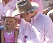 [Prime Minister Stephen Harper and his daughter Rachel wait for the Calgary Stampede Parade in Calgary, Alberta] 6 July 2007