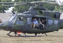 [Prime Minister Stephen Harper and Ambassador Gilles Rivard on board a helicopter en route to Port-au-Prince, Haiti] 16 February 2010