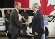 [Prime Minister Stephen Harper, joined by Steven Blaney, announces strengthened measures to combat child exploitation while in Vancouver, British Columbia] 16 September 2013