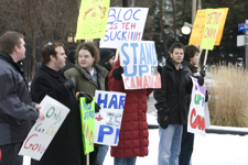 [Conservative supporters gather in front of the gates at Rideau Hall in Ottawa] 4 December 2008