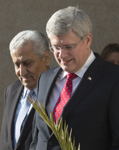 [Prime Minister Stephen Harper walks to the motorcade with Prime Minister Abdullah Ensour following working meetings at the Prime Ministry in Amman, Jordan] 23 January 2014