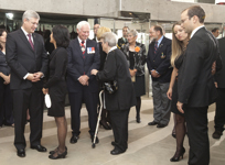 [Prime Minister Stephen Harper and his wife Laureen Harper attend the state funeral of Jack Layton, leader of Her Majesty's Loyal Opposition in Toronto, Ontario] 27 August 2011