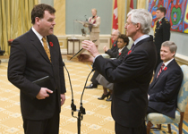 [Minister of Transport, Infrastructure and Communities, John Baird is sworn in at Rideau Hall in Ottawa] 30 October 2008