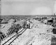 Constructing a railroad through captured territory, April, 1917 Apri1, 1917.
