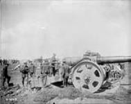A Naval gun in action on the Canadian front. April, 1917 April, 1917.