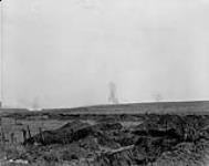 Shells breaking over the German trenches. Vimy Ridge. April, 1917 Apri1, 1917.