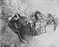 Canadians in captured trenches on Hill 70. August, 1917 Aug., 1917.