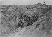 Canadians resting in old Boche Trenches near Lens. September, 1917 September, 1917.