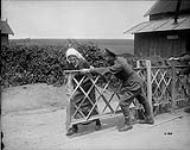 Yvonne, the railway crossing gate keeper just behind the Canadian Lines, June 1917 June, 1917.