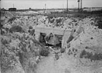 Entrance to Boche dugouts in trenches recently captured near Lens. September, 1917 Sep., 1917.
