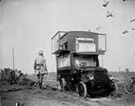 (His Majesty's Pigeon Service) The pigeons out for a flight during evening. November, 1917 Nov., 1917.