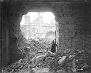The South entrance of the Cathedral at Ypres, from the interior of the Cloth Hall. November, 1917 Nov., 1917.