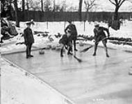 Curling match held at 5th Infantry Brigade. H.Q. The game in progress. January, 1919 January 1919.
